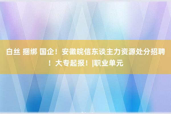 白丝 捆绑 国企！安徽皖信东谈主力资源处分招聘！大专起报！|职业单元