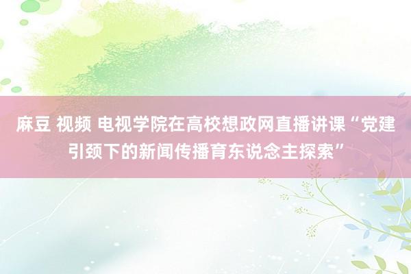 麻豆 视频 电视学院在高校想政网直播讲课“党建引颈下的新闻传播育东说念主探索”