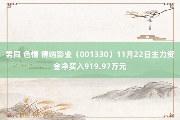 男同 色情 博纳影业（001330）11月22日主力资金净买入919.97万元