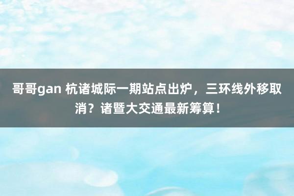 哥哥gan 杭诸城际一期站点出炉，三环线外移取消？诸暨大交通最新筹算！