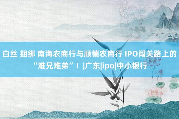 白丝 捆绑 南海农商行与顺德农商行 IPO闯关路上的“难兄难弟”！|广东|ipo|中小银行